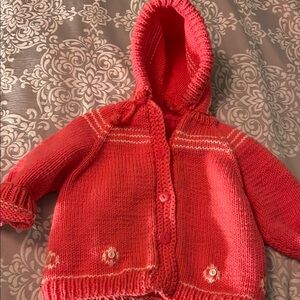 Handmade Cozy Pink Knit Girls Hoodie